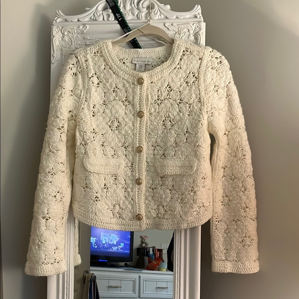 House of Harlow 1960 white button up knit sweater